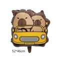Cute capybara driving a yellow cartoon car aluminum foil balloon for party decor - Car Capybara (52*46cm)