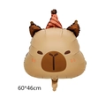 Capybara foil balloon with party hat for birthday decoration, 60x46cm size - Capybara Head (60*46cm)