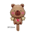 Brown cartoon capybara foil balloon with apple and wings, 39x22cm handheld party decor - Mini Angel Capybara (39*22cm)