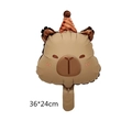 Cute Capybara foil balloon with party hat and brown finish, size 36x24cm decoration - Mini Capybara Head (36*24cm)