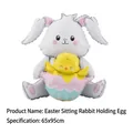 Easter bunny holding chick in egg balloon detail with 65x95cm dimensions text - Easter Sitting Bunny Holding Egg