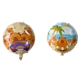 Capybara cartoon party balloons featuring beige travel and beach scene patterns - 18-inch Double-sided Beach Capybara