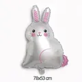 Inflatable bunny Easter egg foil balloon for party decoration in silver and pink 78x53cm - Metallic Shaped Rabbit