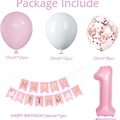 Set decorazioni 1 compleanno rosa con palloncino numero uno gigante e striscione di auguri - Rosa 1 Anno (34pcs)