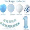 Set decorativo primo compleanno blu con palloncino numero 1 e striscione di auguri - Blu 1 Anno (34pcs)