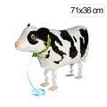 Dettaglio palloncino mucca 71x36 cm con macchie nere, collare verde e guinzaglio - Palloncino Mucca che Cammina
