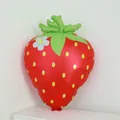 Vibrant strawberry foil balloon with green leaves for children birthday party decor - New CY Matte Strawberry Red