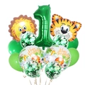 Set di palloncini safari giungla 1° compleanno con numero uno verde e animali - Numero 1 (4717465404745)