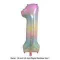38 inch rainbow gradient foil balloon in number 1 shape with gold star pattern - 38-inch Rainbow Star Number 1