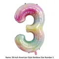 Detailed 38 inch rainbow gradient number 3 foil balloon with white and orange star patterns - 38-inch Rainbow Star Number 3