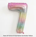 Rainbow gradient number 7 balloon with white star pattern for birthday party decor - 38-inch Rainbow Star Number 7