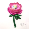 Rose shaped foil balloon in vivid magenta and green with 120x71cm size specifications - Rose Red Rose (Single Flower Style)