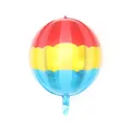 22-inch 4D round aluminum foil balloon with vibrant red, yellow and blue stripes - 22 Inch 4D Rainbow Ball Red Yellow Blue