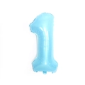 Palloncino in alluminio numero 1 blu pastello con finitura metallica per compleanni - 40 Pollici Blu Perlato Numero 1