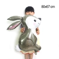 Large gray and white rabbit foil balloon for Easter decoration, size 80x67 cm - Large Jungle Rabbit