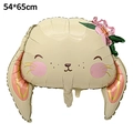 Beige cartoon rabbit foil balloon for Easter decoration with pink ears, 54x65cm - Long Ear Rabbit