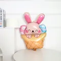 Cartoon rabbit foil balloon in pink and yellow for Easter party decoration - Bunny in Basket 47x71cm