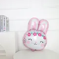 Pink rabbit head foil balloon with floral crown for Easter party decor and events - Flower Bunny Head 48x72cm