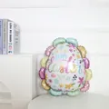 Pastel egg-shaped aluminum foil balloon with Happy Easter text and floral pattern - Lace Edge Easter Egg 54x59cm