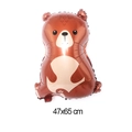 Brown teddy bear shaped foil balloon for jungle themed forest party decor 47x65 cm - Jungle Bear
