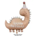 Cute matte dinosaur foil balloon in beige with happy birthday print, 80cm x 77cm size - Matte Crown Dinosaur