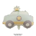 Matte police car balloon in light blue and yellow for kids' birthday party decor - Matte Police Car