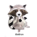 Detail of cartoon raccoon foil balloon with 85x69 cm dimensions for jungle party decor - Large Raccoon