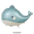 Matte blue sailor whale shaped foil balloon for kids birthday party 71cm x 56cm - Matte Sailor Whale