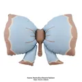 Matte light blue bow-shaped balloon with brown wavy edges for birthday party, 91cm x 60cm - Matte Bow Knot Blue