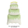 Green matte 3-layer cake foil balloon with yellow candles for birthday party, 60 inch - 60-inch Matte Green Cake