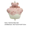 Pink bear cupcake foil balloon decoration with pastel dots for kids birthday parties - Pink Matte Bear Cupcake