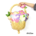 Palloncino a cesto di fiori per festa della mamma decorazioni 69x53cm - Cesto Giallo