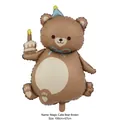 Giant magic cake bear foil balloon in brown with party hat for birthday decoration - Magic Cake Bear Brown