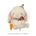 Cartoon bunny foil balloon with carrot, matte cream finish, flat size 71.5x88cm - New Matte Rabbit