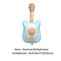 Blue aluminum foil guitar balloon for party decor, size 46x89.5cm in uninflated state - New Matte Guitar Blue