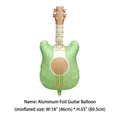 Light green guitar foil balloon with gold musical notes for party decor, 89.5x46cm size - New Matte Guitar Green