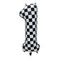 40 inch checkered racing number 1 foil balloon for boy's first birthday party decoration - 40 Inch Checkered Large Number 1 (Bagged)