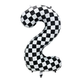 40 inch checkered racing number 2 foil balloon for boys birthday party decoration - 40 Inch Checkered Large Number 2 (Bagged)