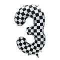 40 inch checkered number 3 racing theme foil balloon for boy's birthday party decoration - 40 Inch Checkered Large Number 3 (Bagged)
