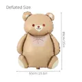 Matte brown bear foil balloon with red plaid bow for birthday party, 35 inch height - Ins Bow Bear Light Coffee