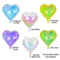 Set of 19 inch iridescent laser heart balloons in six vibrant colors for wedding party decor - 19 Inch Iridescent Heart Balloon