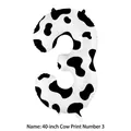 Vista dettagliata del palloncino numero 3 da 40 pollici con motivo a mucca nero e bianco - Numero 3 (Sacchetto Individuale)