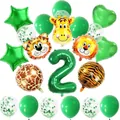 Jungle safari animal balloon kit with large green number 2 for 2nd birthday parties - Number 2 Jungle Theme
