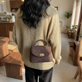 Deep brown quilted crossbody chain bag with a classic metal twist lock and top handle - Brown