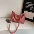 French retro dusty pink hobo bag with knotted strap and jacquard shoulder strap details - Pink