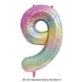 38-inch rainbow gradient number 9 foil balloon with white stars for birthday party - 38-inch Rainbow Star Number 9