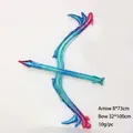 Detailed view of laser gradient bow and arrow balloons with 100cm bow and 73cm arrow - Bow and Arrow Set / Dazzling Light Blue