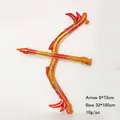 Detailed view of dragon-themed foil balloon bow and arrow set with specific dimensions - Bow and Arrow Set / Phantom Orange