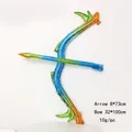 Detailed view of 100cm inflatable foil bow and 73cm arrow balloon in gradient blue - Bow and Arrow Set / Iridescent Green