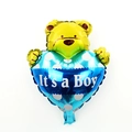 Mini bear foil balloon with blue heart 'It's a Boy' print for baby shower decor - Mini Blue Heart-Holding Bear (It's a Boy)